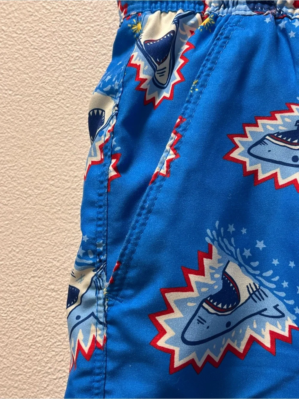 Cat & Jack Kidcore Colorful Fun Blue Shark Print Swim Trunks Sz XL (14), Boys